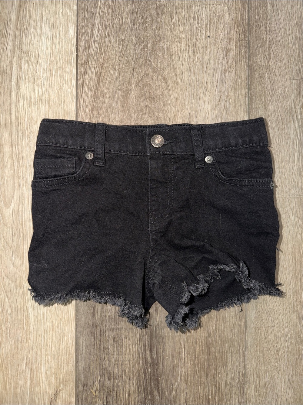 Black Distressed Fray Hem Girls Denim Shorts